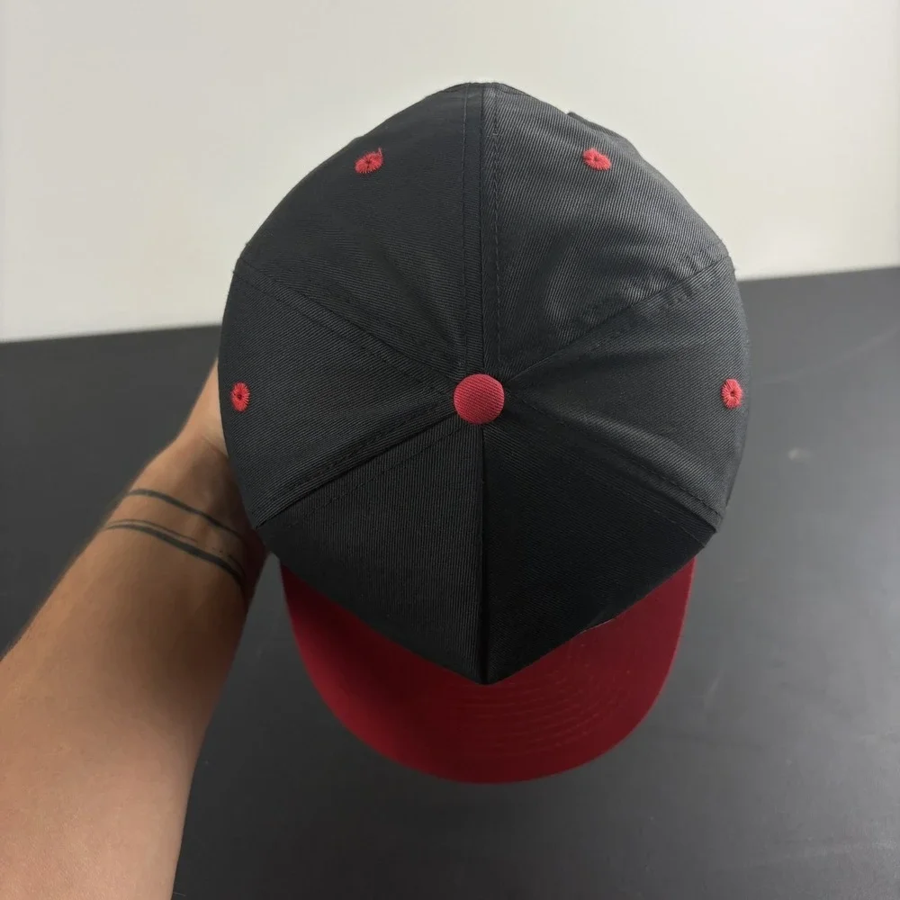 Vintage 90s Mighty System XL Brakes Snapback Hat Red Black Trucker Mechanic Cap